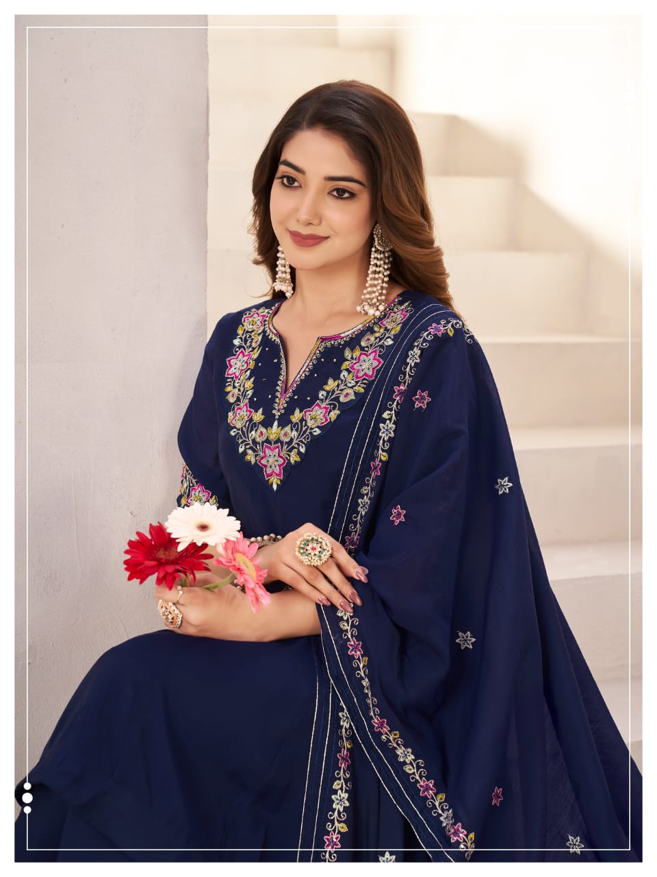 Floral Embroidered Ethnic Suit Plazzo set