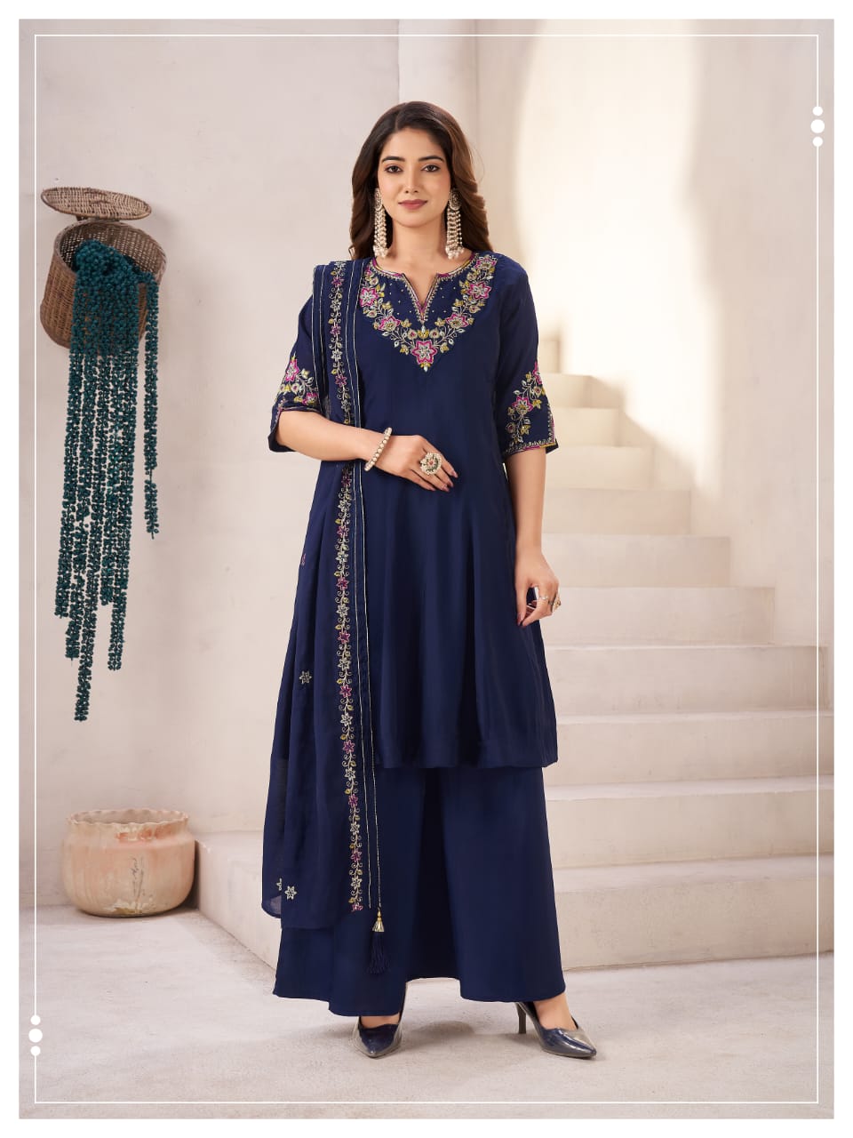 Floral Embroidered Ethnic Suit Plazzo set